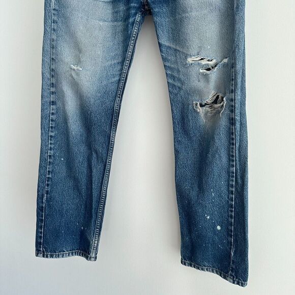 Levis Jeans Mens 34 x 30 Straight Leg Distressed Western Whiskering Faded Cowboy - Picture 4 of 16